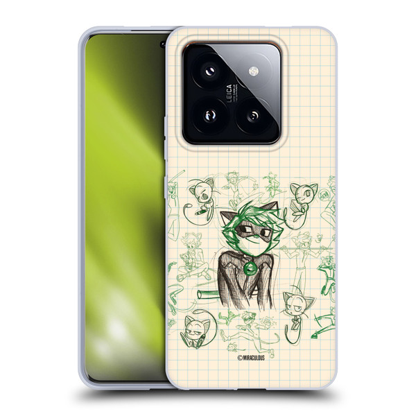 Miraculous Ladybug Sketches Cat Noir Soft Gel Case for Xiaomi 14 Pro
