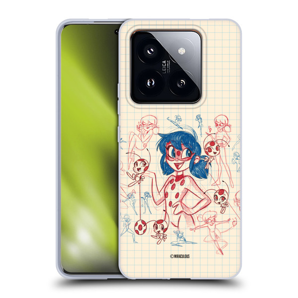 Miraculous Ladybug Sketches Ladybug Soft Gel Case for Xiaomi 14 Pro