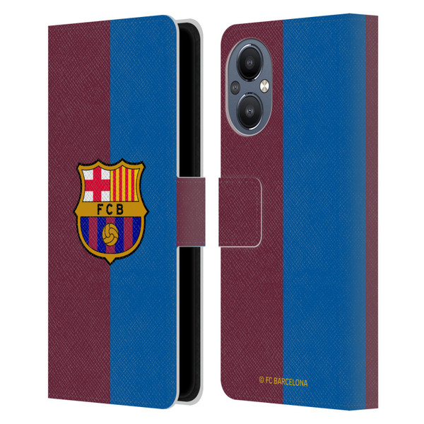 FC Barcelona 2024/25 Crest Kit Home Leather Book Wallet Case Cover For OnePlus Nord N20 5G