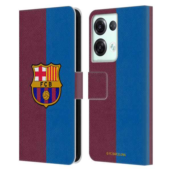 FC Barcelona 2024/25 Crest Kit Home Leather Book Wallet Case Cover For OPPO Reno8 Pro