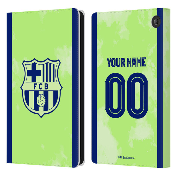 Custom Customised Personalised FC Barcelona 2024/25 Kit Third Leather Book Wallet Case Cover For Amazon Fire 7 2022