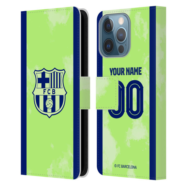 Custom Customised Personalised FC Barcelona 2024/25 Kit Third Leather Book Wallet Case Cover For Apple iPhone 13 Pro