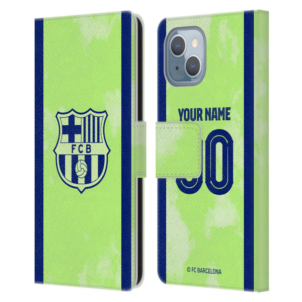 Custom Customised Personalised FC Barcelona 2024/25 Kit Third Leather Book Wallet Case Cover For Apple iPhone 14