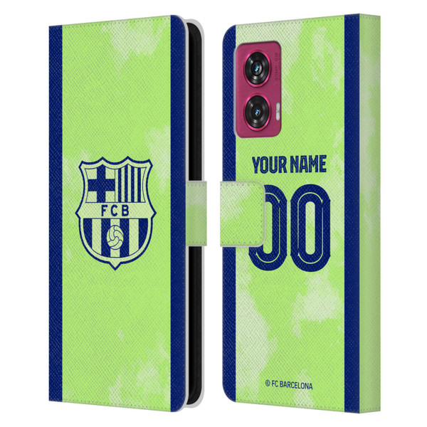 Custom Customised Personalised FC Barcelona 2024/25 Kit Third Leather Book Wallet Case Cover For Motorola Edge 50 Fusion