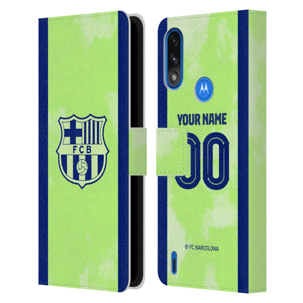 Custom Customised Personalised FC Barcelona 2024/25 Kit Third Leather Book Wallet Case Cover For Motorola Moto E7 Power / Moto E7i Power