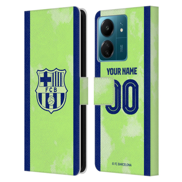 Custom Customised Personalised FC Barcelona 2024/25 Kit Third Leather Book Wallet Case Cover For Xiaomi Redmi 13C 4G
