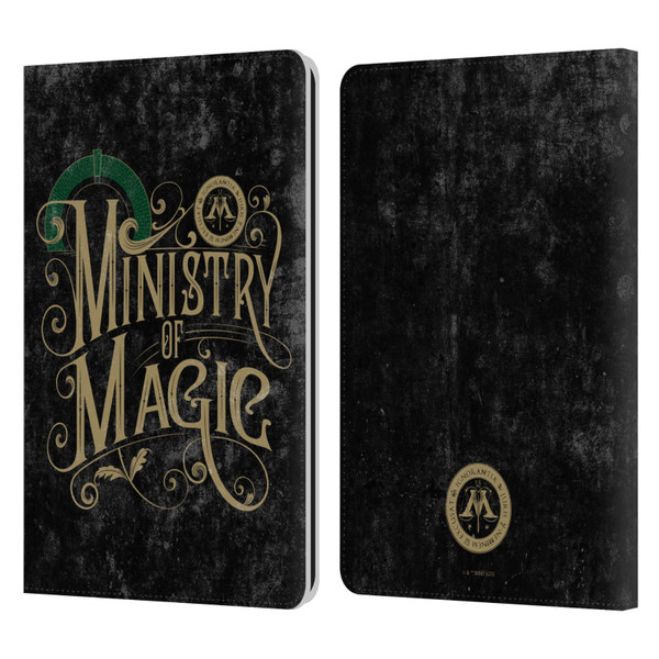 Harry Potter Locations Typography Ministry Of Magic Leather Book Wallet Case Cover For Amazon Kindle Paperwhite 1 / 2 / 3