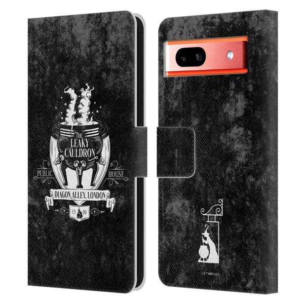 Harry Potter Locations Typography The Leaky Cauldron Leather Book Wallet Case Cover For Google Pixel 7a