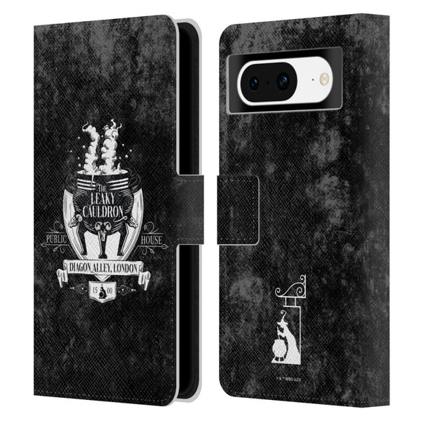 Harry Potter Locations Typography The Leaky Cauldron Leather Book Wallet Case Cover For Google Pixel 8