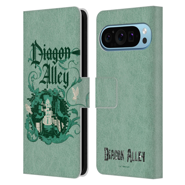 Harry Potter Locations Typography Diagon Alley Leather Book Wallet Case Cover For Google Pixel 9 / Pixel 9 Pro