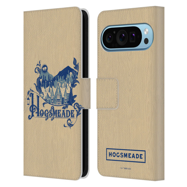 Harry Potter Locations Typography Hogsmeade Leather Book Wallet Case Cover For Google Pixel 9 / Pixel 9 Pro