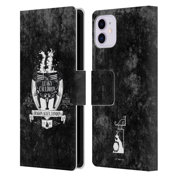 Harry Potter Locations Typography The Leaky Cauldron Leather Book Wallet Case Cover For Apple iPhone 11