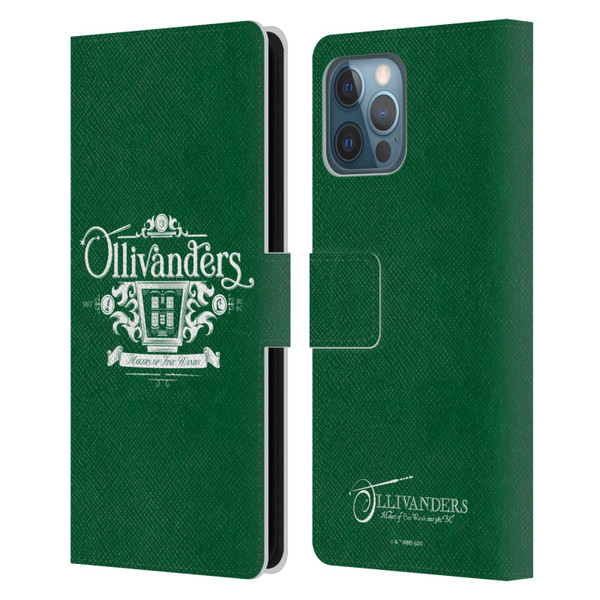 Harry Potter Locations Typography Ollivanders Leather Book Wallet Case Cover For Apple iPhone 12 Pro Max
