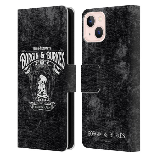Harry Potter Locations Typography Borgin & Burkes Leather Book Wallet Case Cover For Apple iPhone 13