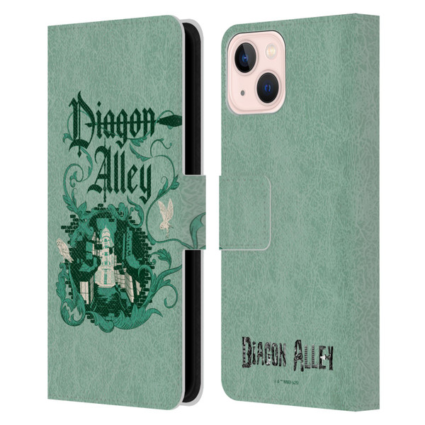 Harry Potter Locations Typography Diagon Alley Leather Book Wallet Case Cover For Apple iPhone 13