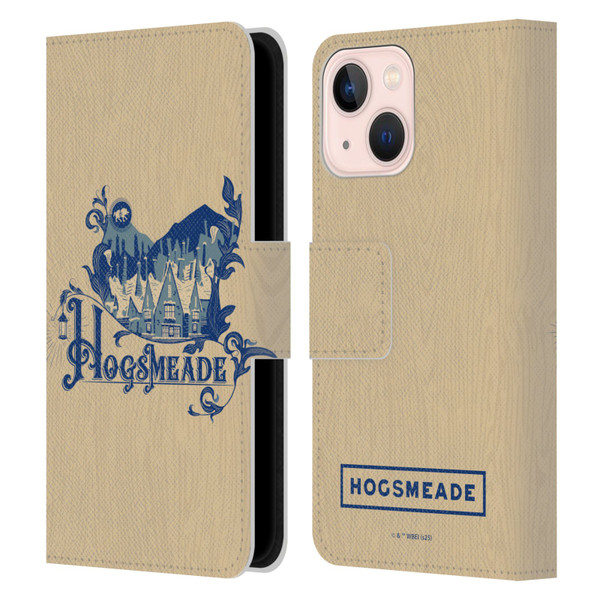 Harry Potter Locations Typography Hogsmeade Leather Book Wallet Case Cover For Apple iPhone 13 Mini