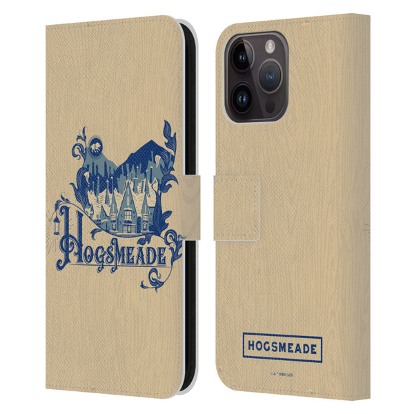 Harry Potter Locations Typography Hogsmeade Leather Book Wallet Case Cover For Apple iPhone 15 Pro Max