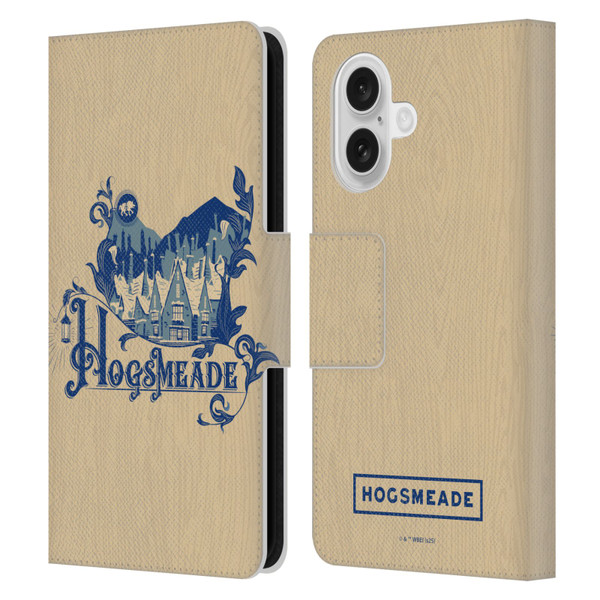 Harry Potter Locations Typography Hogsmeade Leather Book Wallet Case Cover For Apple iPhone 16