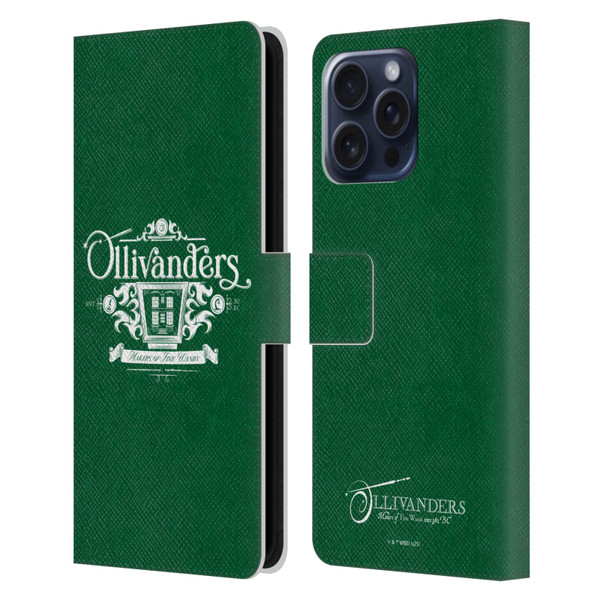 Harry Potter Locations Typography Ollivanders Leather Book Wallet Case Cover For Apple iPhone 16 Pro Max