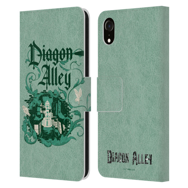 Harry Potter Locations Typography Diagon Alley Leather Book Wallet Case Cover For Apple iPhone XR