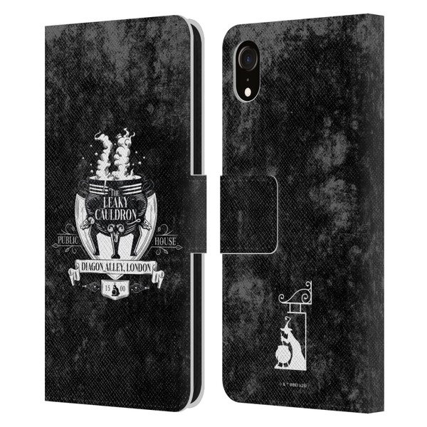 Harry Potter Locations Typography The Leaky Cauldron Leather Book Wallet Case Cover For Apple iPhone XR