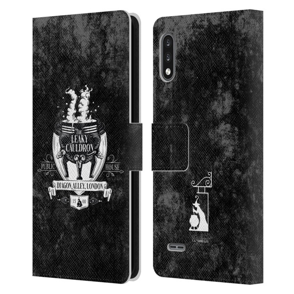 Harry Potter Locations Typography The Leaky Cauldron Leather Book Wallet Case Cover For LG K22