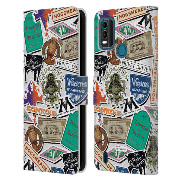 Harry Potter Locations Typography Logo Collage Leather Book Wallet Case Cover For Nokia G11 Plus