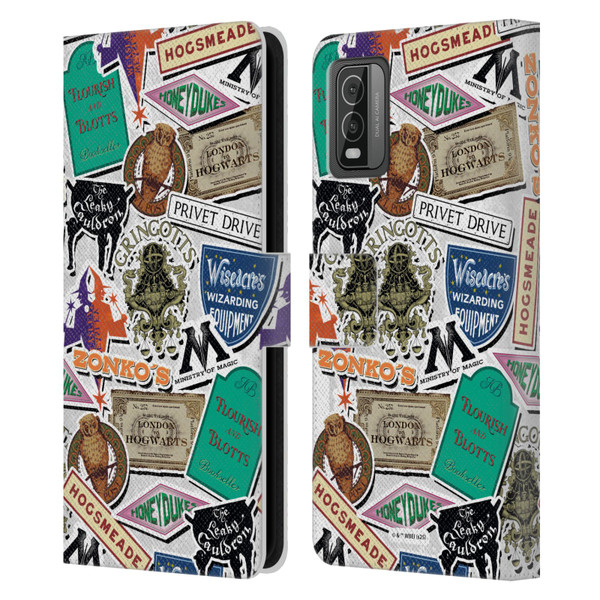 Harry Potter Locations Typography Logo Collage Leather Book Wallet Case Cover For Nokia C210