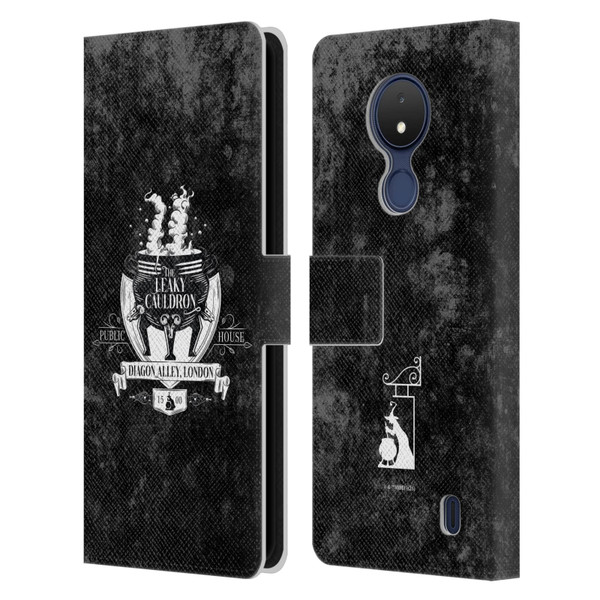Harry Potter Locations Typography The Leaky Cauldron Leather Book Wallet Case Cover For Nokia C21
