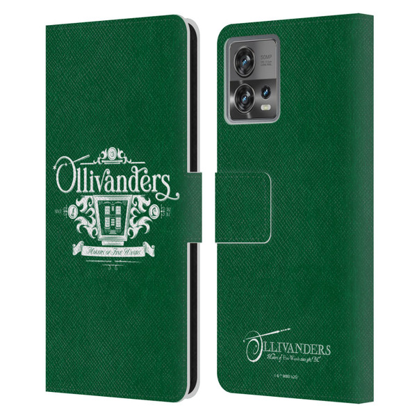 Harry Potter Locations Typography Ollivanders Leather Book Wallet Case Cover For Motorola Moto Edge 30 Fusion