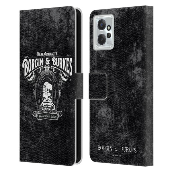 Harry Potter Locations Typography Borgin & Burkes Leather Book Wallet Case Cover For Motorola Moto G Power (2023)