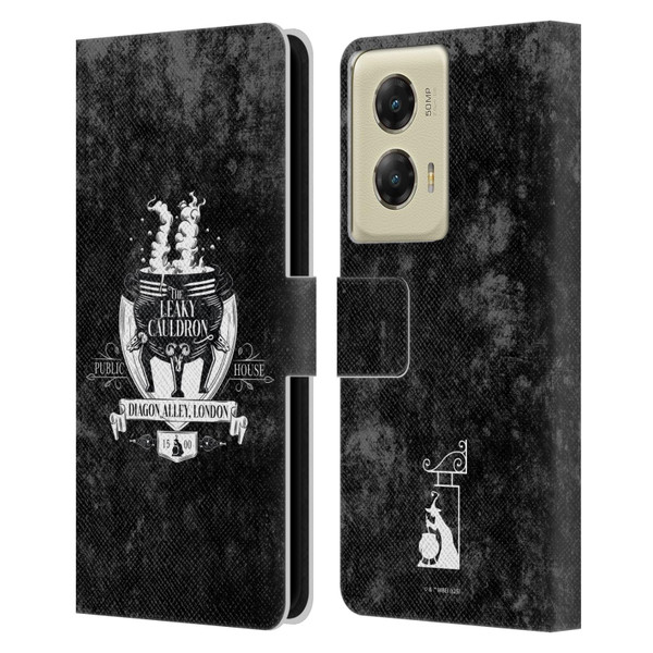 Harry Potter Locations Typography The Leaky Cauldron Leather Book Wallet Case Cover For Motorola Moto G Stylus 5G (2024)
