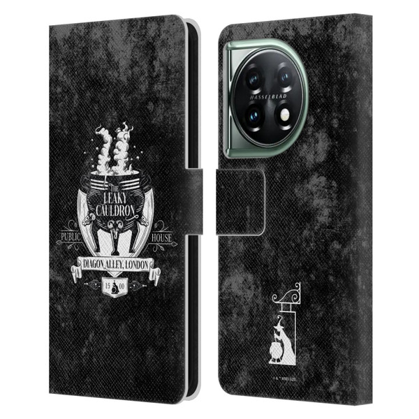 Harry Potter Locations Typography The Leaky Cauldron Leather Book Wallet Case Cover For OnePlus 11 5G
