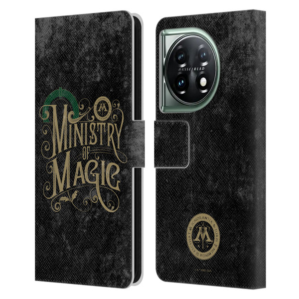 Harry Potter Locations Typography Ministry Of Magic Leather Book Wallet Case Cover For OnePlus 11 5G