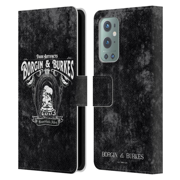 Harry Potter Locations Typography Borgin & Burkes Leather Book Wallet Case Cover For OnePlus 9