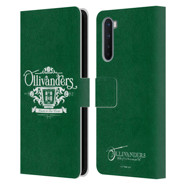Harry Potter Locations Typography Ollivanders Leather Book Wallet Case Cover For OnePlus Nord 5G