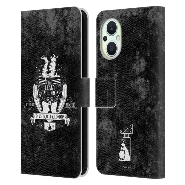 Harry Potter Locations Typography The Leaky Cauldron Leather Book Wallet Case Cover For OPPO Reno8 Lite