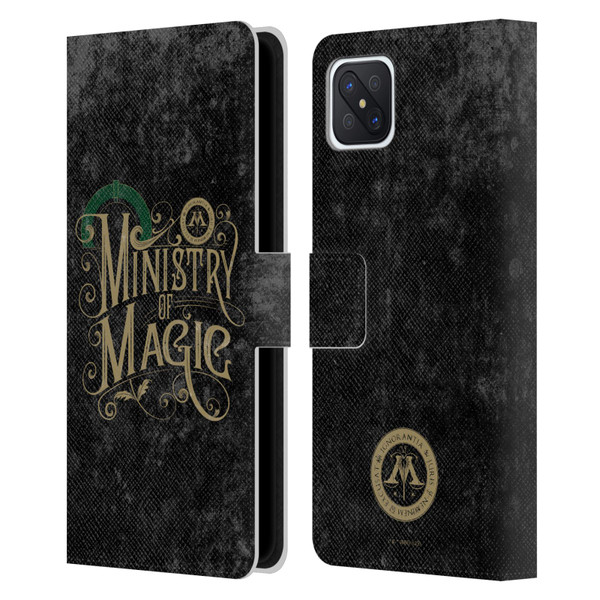 Harry Potter Locations Typography Ministry Of Magic Leather Book Wallet Case Cover For OPPO Reno4 Z 5G