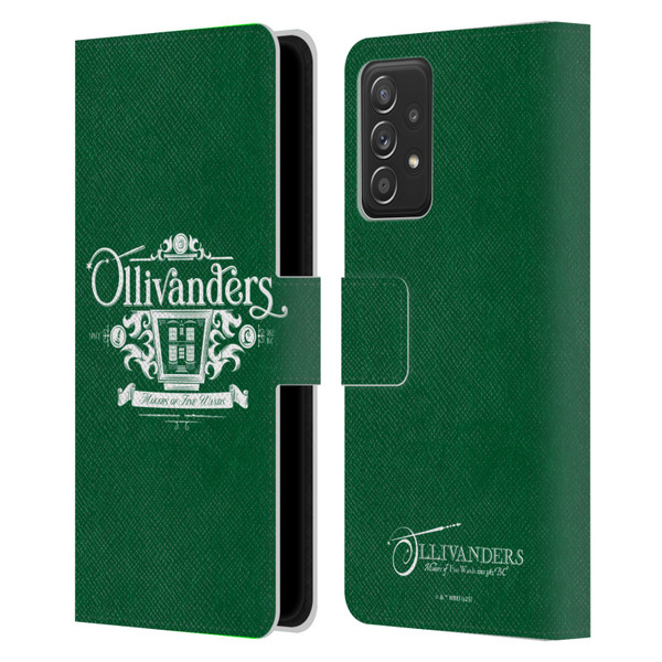 Harry Potter Locations Typography Ollivanders Leather Book Wallet Case Cover For Samsung Galaxy A53 5G (2022)