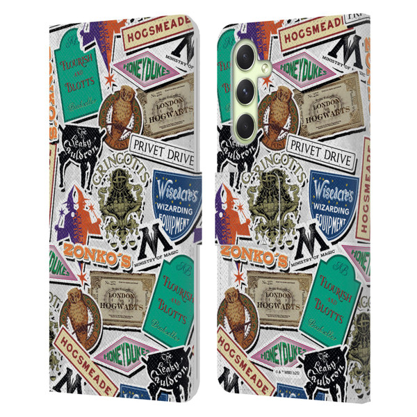 Harry Potter Locations Typography Logo Collage Leather Book Wallet Case Cover For Samsung Galaxy A54 5G