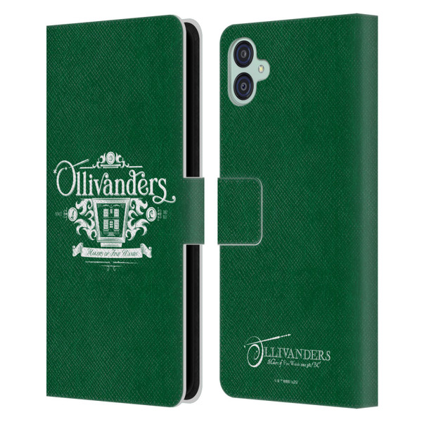 Harry Potter Locations Typography Ollivanders Leather Book Wallet Case Cover For Samsung Galaxy M04 5G / A04e