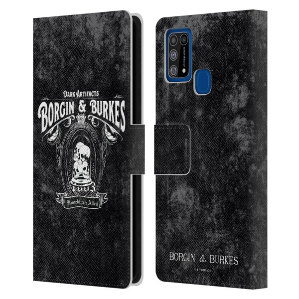 Harry Potter Locations Typography Borgin & Burkes Leather Book Wallet Case Cover For Samsung Galaxy M31 (2020)