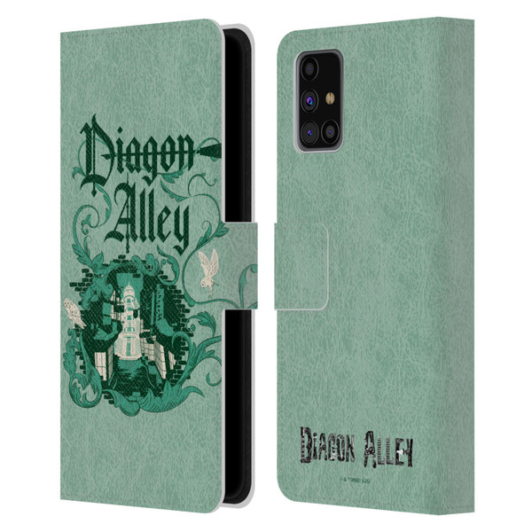 Harry Potter Locations Typography Diagon Alley Leather Book Wallet Case Cover For Samsung Galaxy M31s (2020)