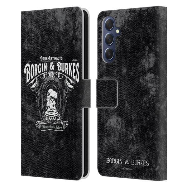 Harry Potter Locations Typography Borgin & Burkes Leather Book Wallet Case Cover For Samsung Galaxy M54 5G