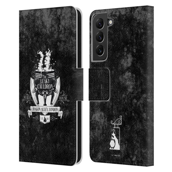 Harry Potter Locations Typography The Leaky Cauldron Leather Book Wallet Case Cover For Samsung Galaxy S22+ 5G