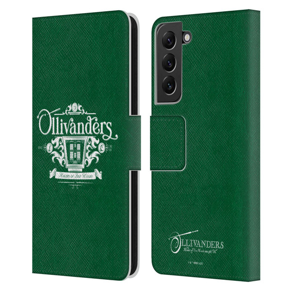 Harry Potter Locations Typography Ollivanders Leather Book Wallet Case Cover For Samsung Galaxy S22+ 5G