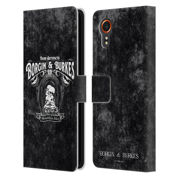 Harry Potter Locations Typography Borgin & Burkes Leather Book Wallet Case Cover For Samsung Galaxy Xcover7 5G