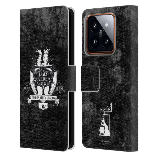 Harry Potter Locations Typography The Leaky Cauldron Leather Book Wallet Case Cover For Xiaomi 14