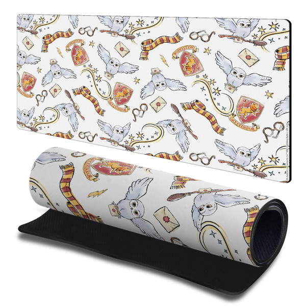 Harry Potter Graphics Hedwig Owl Pattern Gaming Office Desk PC Keyboard Mouse Mat Pad 23.62 x 11.81 x 0.12 inches (600 x 300 mm) - L