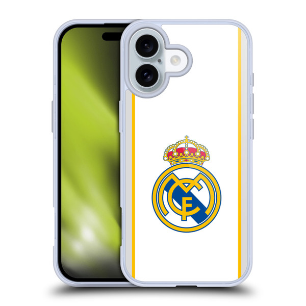Real Madrid CF Badge White Soft Gel Case for Apple iPhone 16 & MagSafe